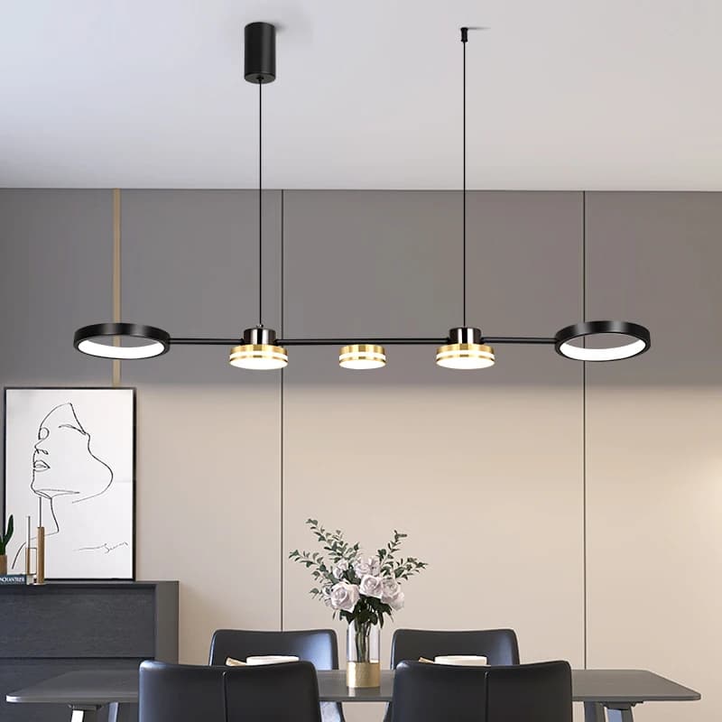 Lampade a sospensione Tavolo moderno LED Lampadario lineare lungo Illuminazione per isola cucina per lampada a sospensione Sala da pranzo Soggiorno Ufficio Luce