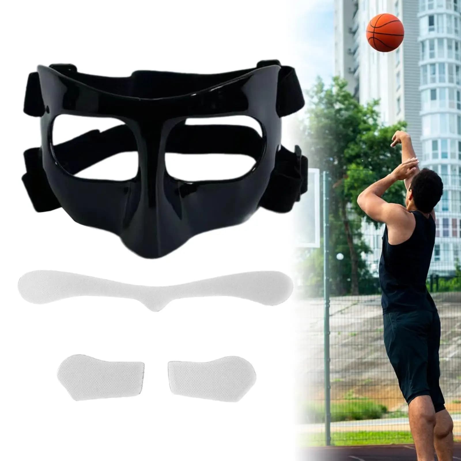 Protezione per Naso e Viso in PC Resistente alle Crepe, Maschera Regolabile per Pallavolo, Calcio e Atleti Adulti