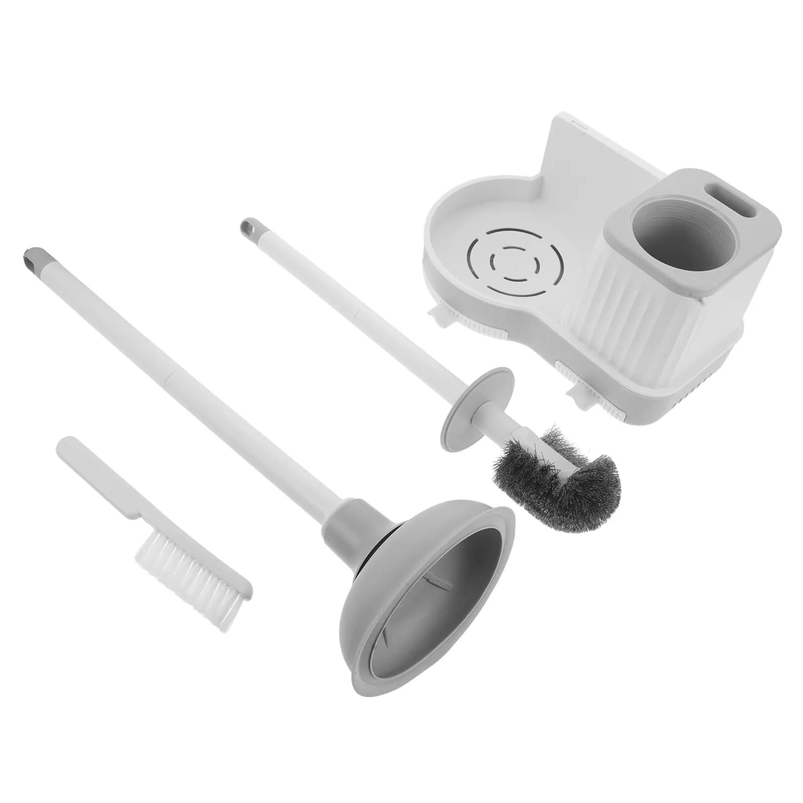 Toilet Brush and Plunger Set Wall Mounted Bathroom Cleaning Kit Rim Cleaner Space Saving Home Essentials