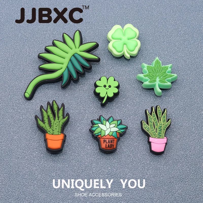 JJBXC CHARM Shoe Buckle Shoe Accessories Green Plant Potted DIY Fashion Shoes Accessories Suitable for cross Shoes