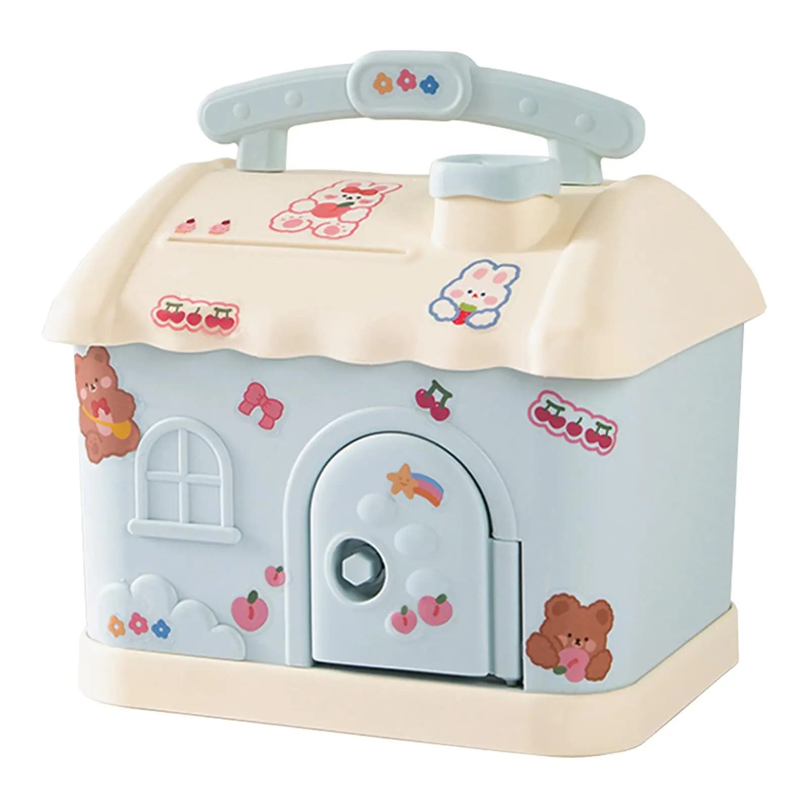 Piggy with Lock Storage Box with Handle Portable Decorative Desktop Young Children