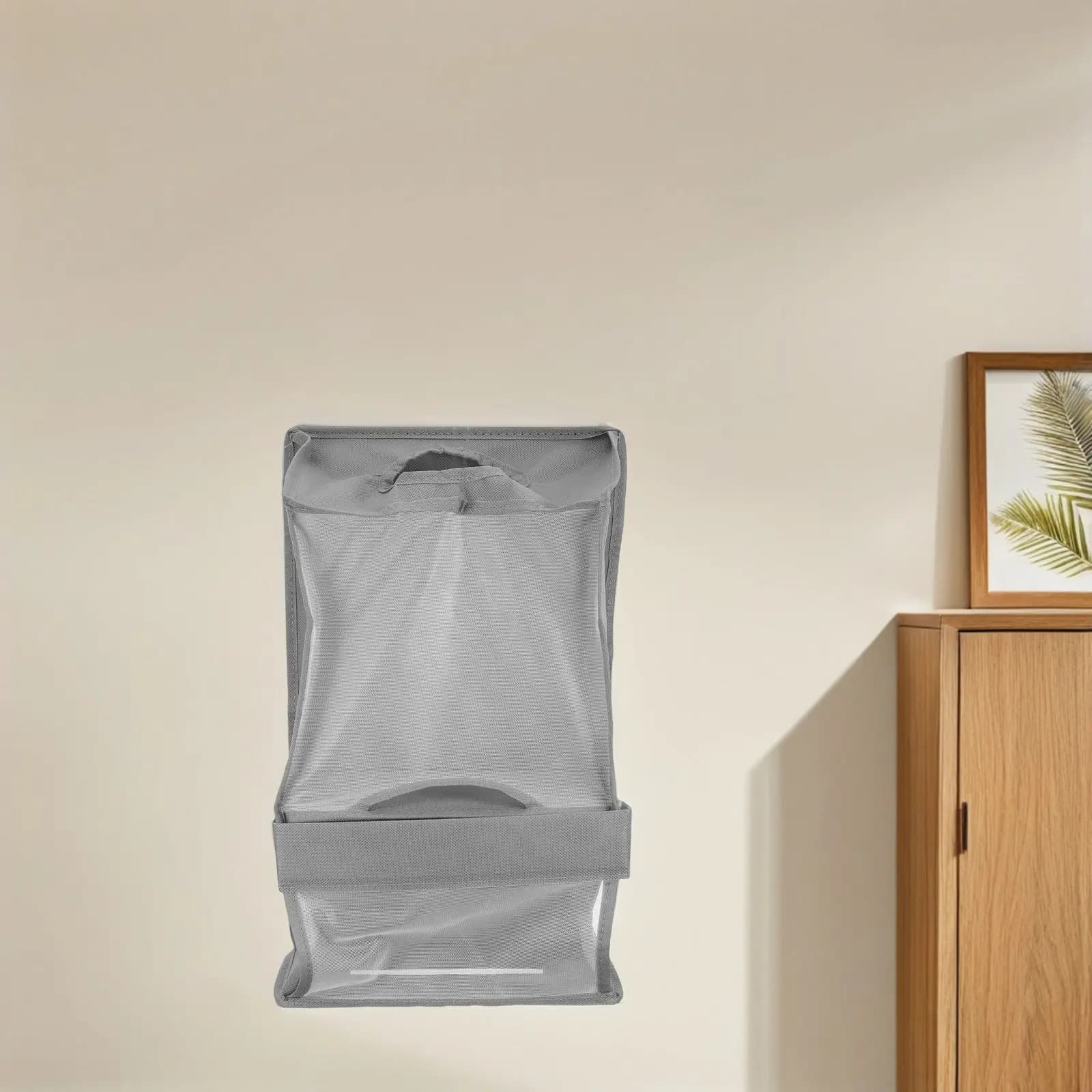 Wall Mount Grocery Bag Holder Transparent Plastic Trash Bag Dispenser for Kitchen Pantry Laundry Room Storage Organizer