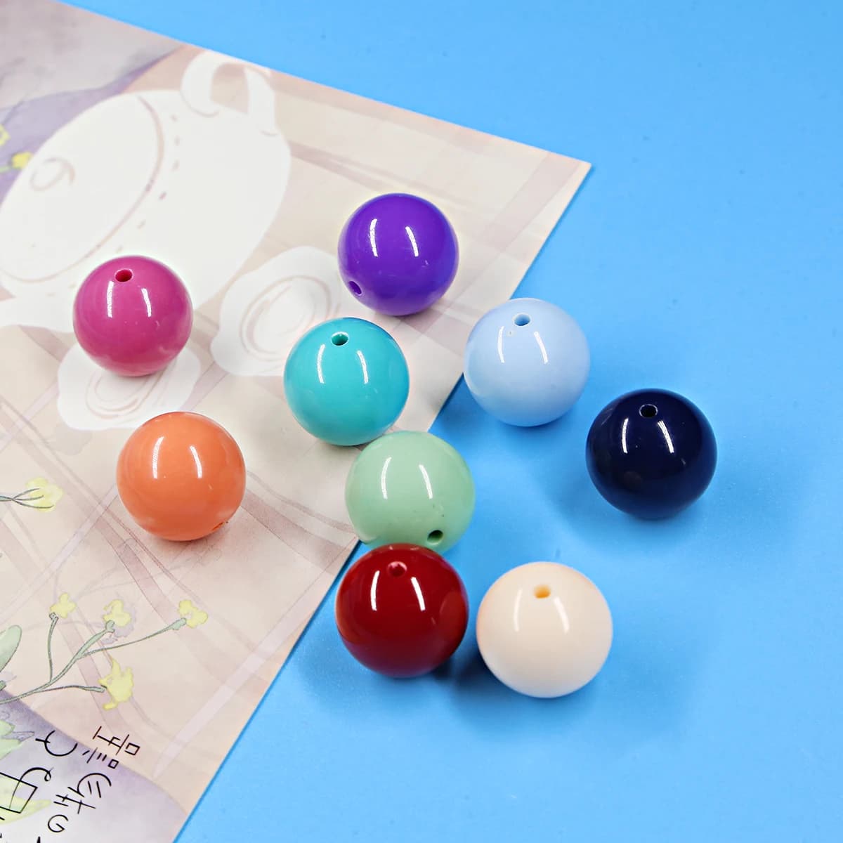 11-440 pcs Acrylic Mixed Beads Round Beads Solid Color Beads Gift for Girl FAI FROM YOU Bracelet Charm Accessories