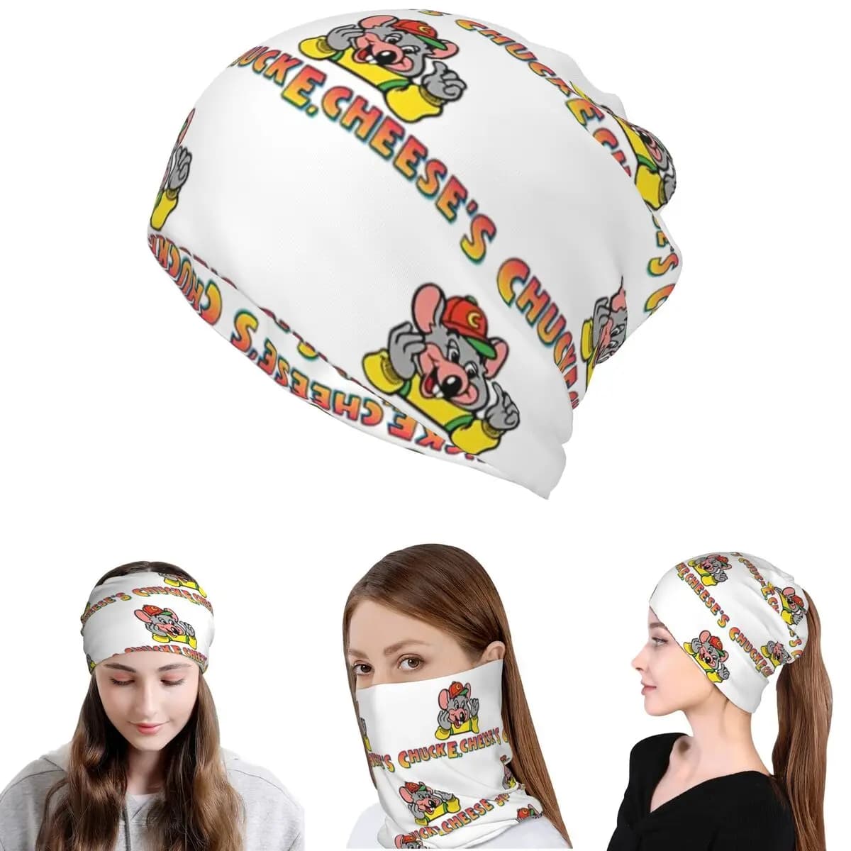 Bandana Chuck E Cheese, scaldacollo, maschera, sciarpa, fascia per la testa multiuso, berretto, cappello, unisex, per adulti, antivento