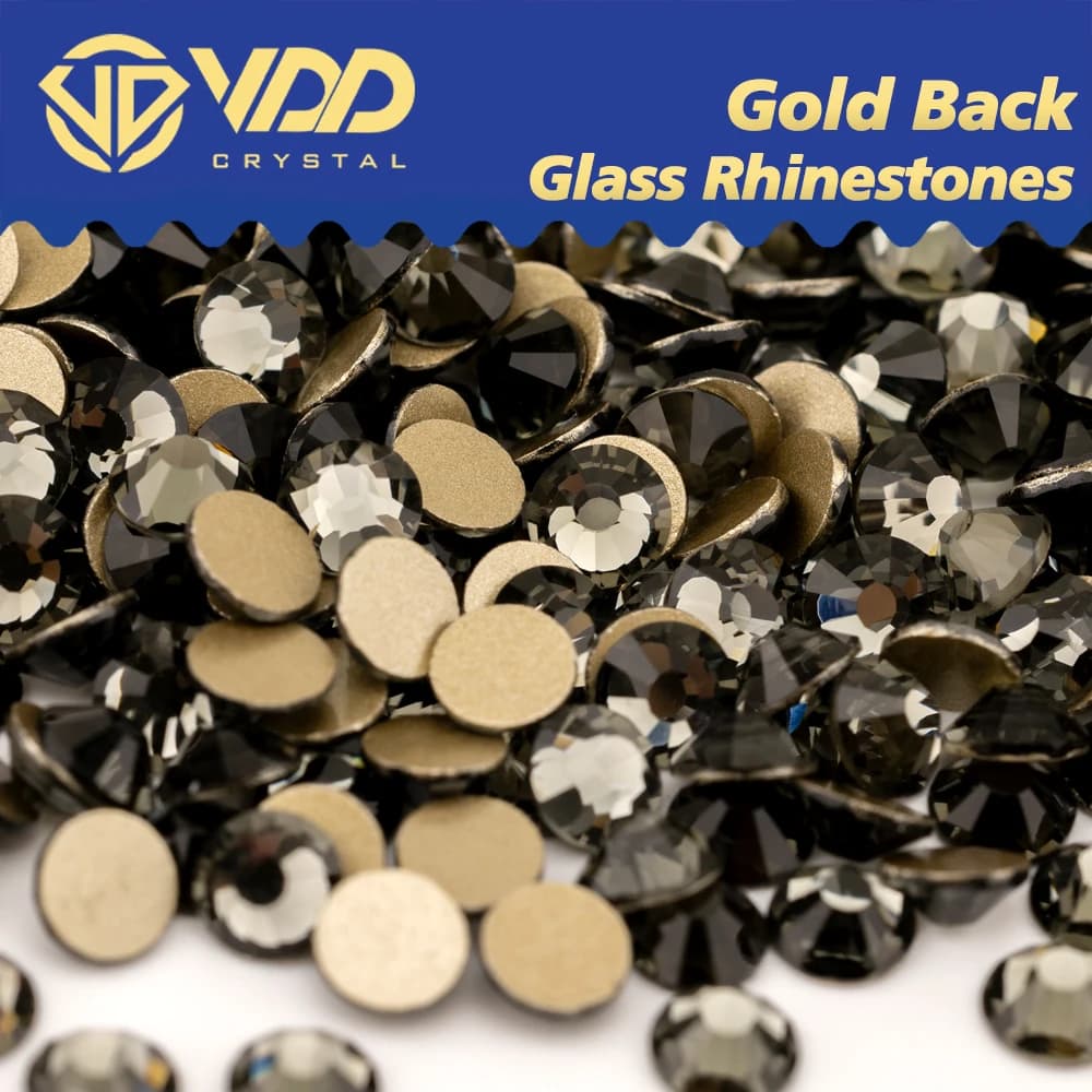 VDD 003 Black Diamond High Quality SS4-SS20 Glass Rhinestones Crystal Gold Flatback Stones For DIY Nail Art Crafts Decorations