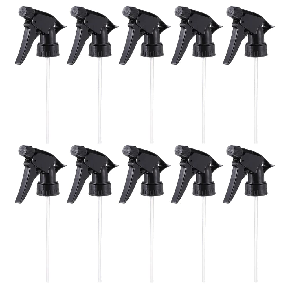 10 Pezzi Ugelli Spray Neri Regolabili per Bottiglie con Collo da 400 ml, Strumento per Irrigazione Piante, Spruzzino a Grilletto di Ricambio