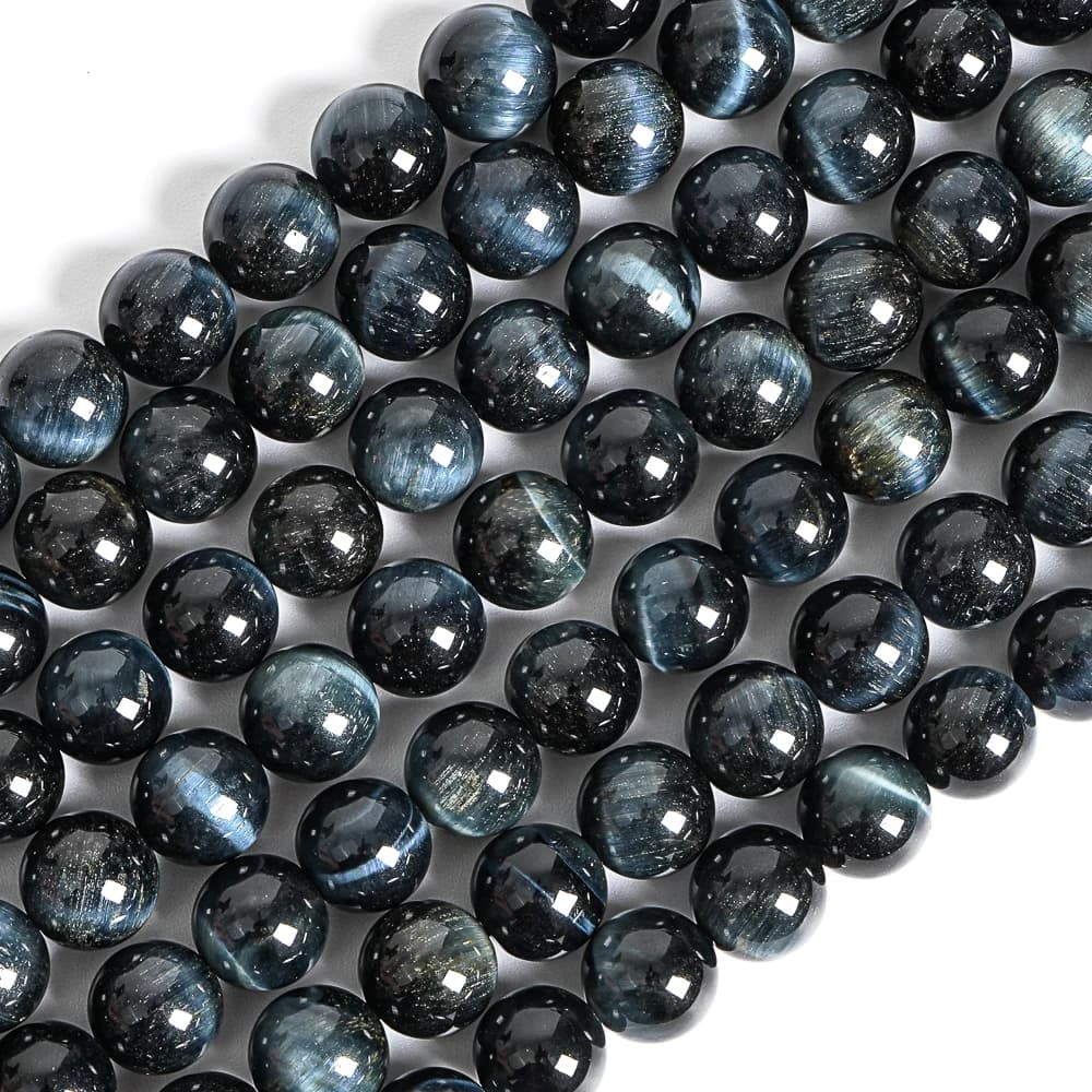 Perline naturali di occhio di tigre blu, perline rotonde grigio-blu sfuse da 4/6/8/10/12 mm per la creazione di gioielli, braccialetti fai da te, collane, forniture per artigianato