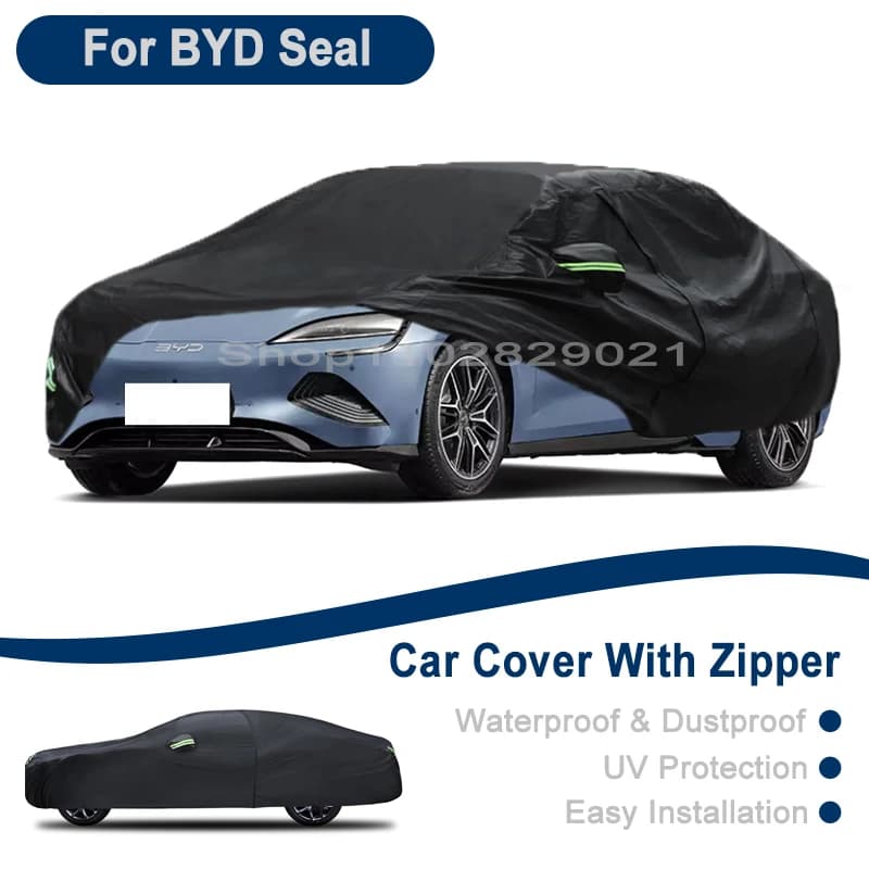 Telo Copriauto Completo per Esterni per BYD Seal - Design con Cerniera Laterale, Impermeabile, Antipolvere, Protezione Solare