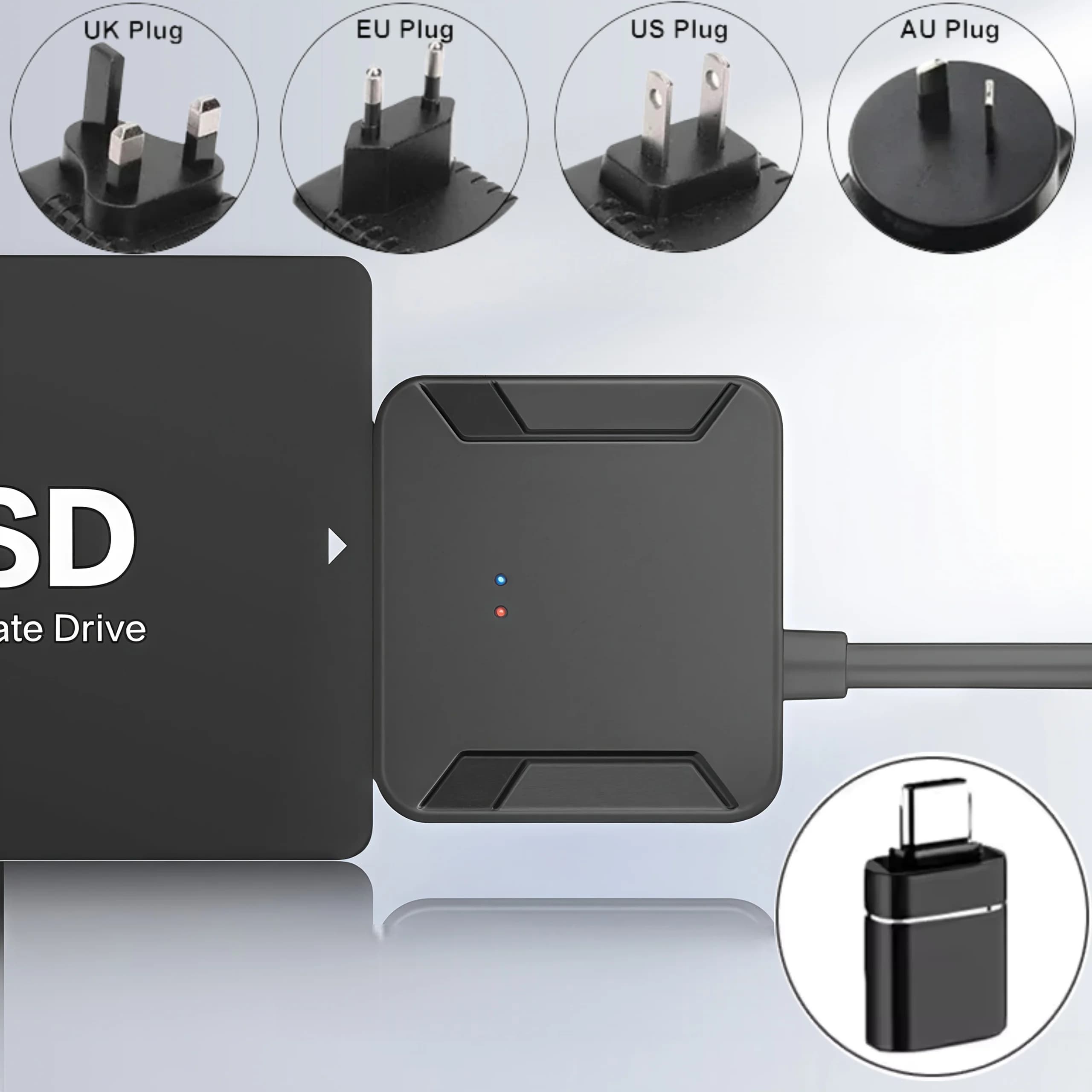 USB 3.0 to SATA External Hard Drive Adapter Cable Suitable for 2.5"/3.5" SSD/HDD-Plug & Play Fast Data Transfer USB-Power Cable