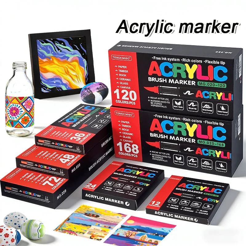 12-168 ColorsProfessional Artist Acrylic Marker Set, Soft Tip Liquid Paint Markers for Drawing, DIY Graffiti & Art Creation