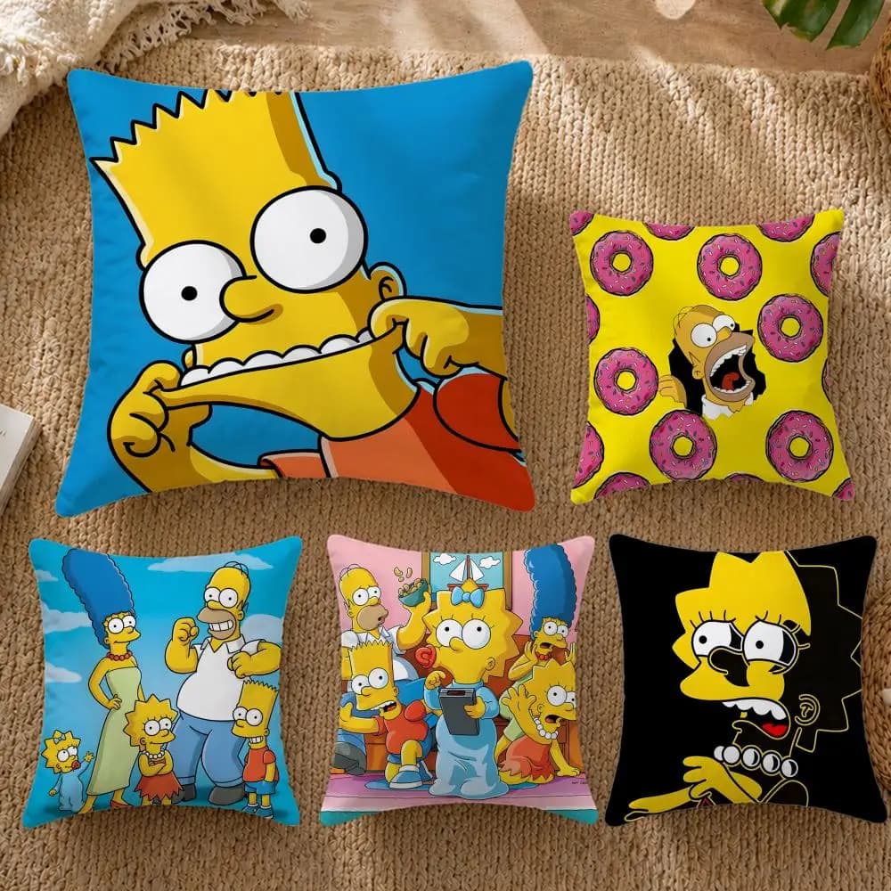 Plush TThe Simpsonsew Cushion Cover Cushion Cover Pillowcase Decorative Sofa Bed Home Decor 50x50 45x45 40x40
