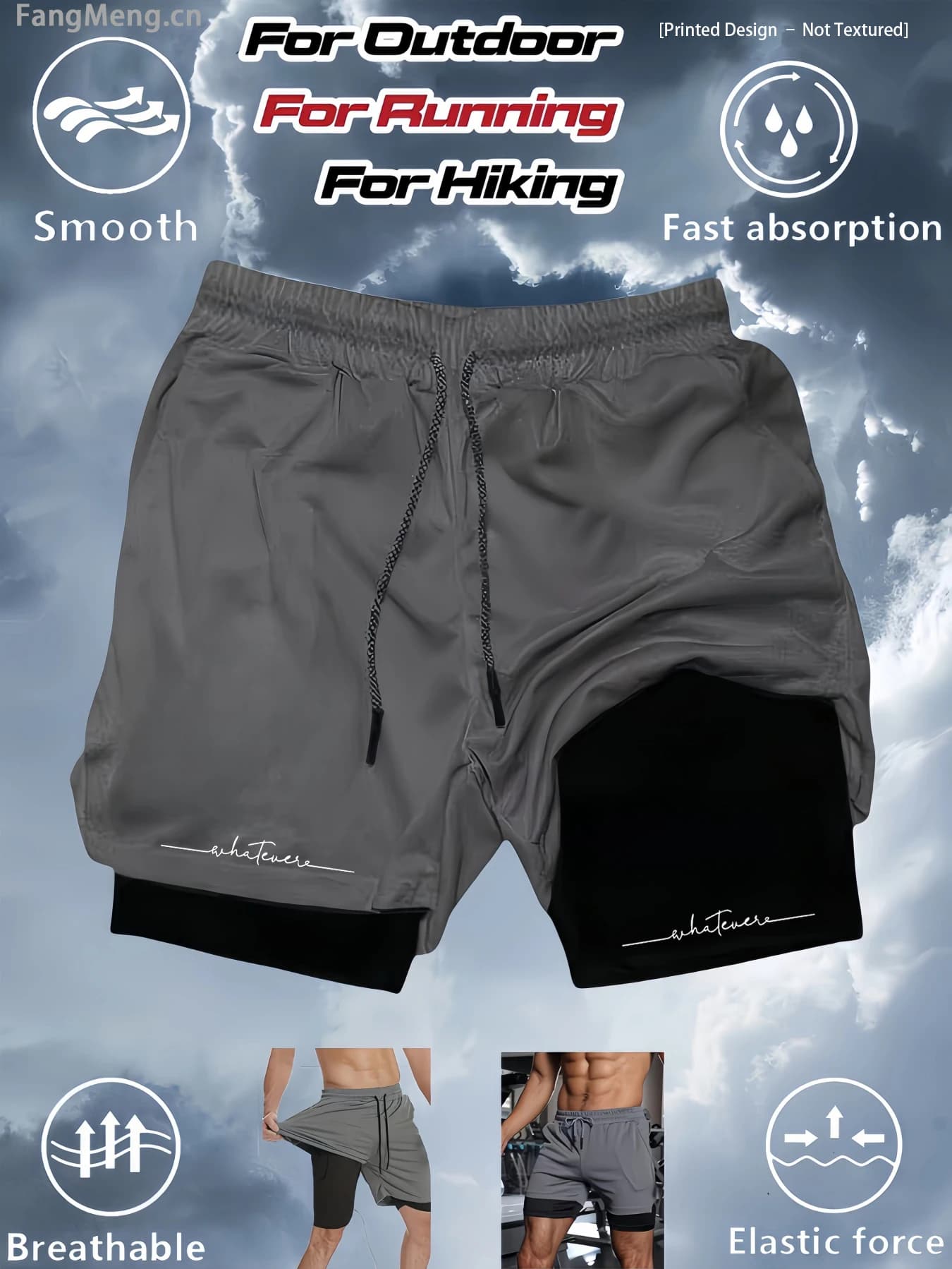 Pantaloncini Estivi da Uomo per Corsa, Fitness e Allenamento in Palestra, 2 in 1, Asciugatura Rapida, Doppio Strato