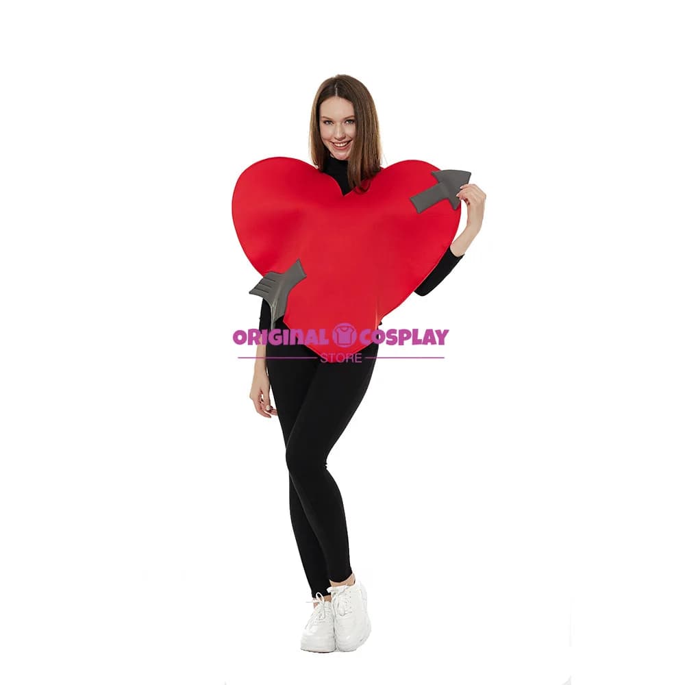 Costume Divertente da Cuore Rosso per Adulti, Travestimento da Cupido con Freccia per Uomo e Donna, Outfit per Halloween, Carnevale, Festa di San Valentino
