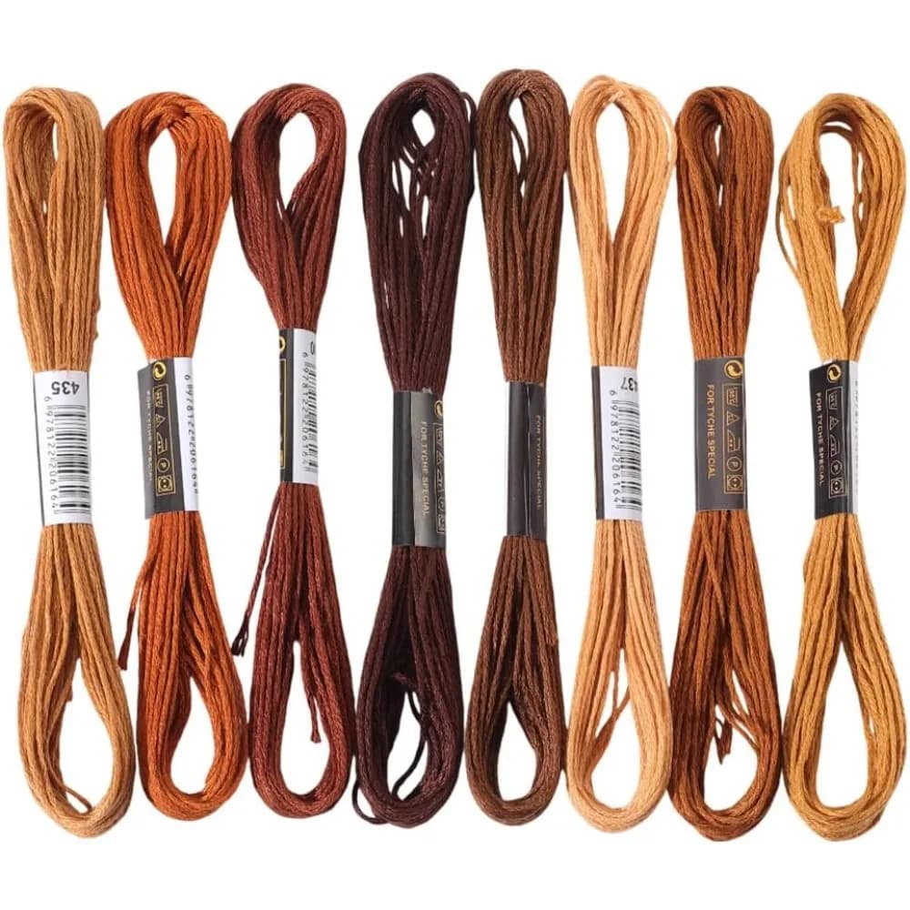 8 Gomitoli di Filo da Ricamo Marrone a 6 Fili, Filo in Poliestere Sfumato Variegato per Braccialetti dell'Amicizia, Filo per Punto Croce
