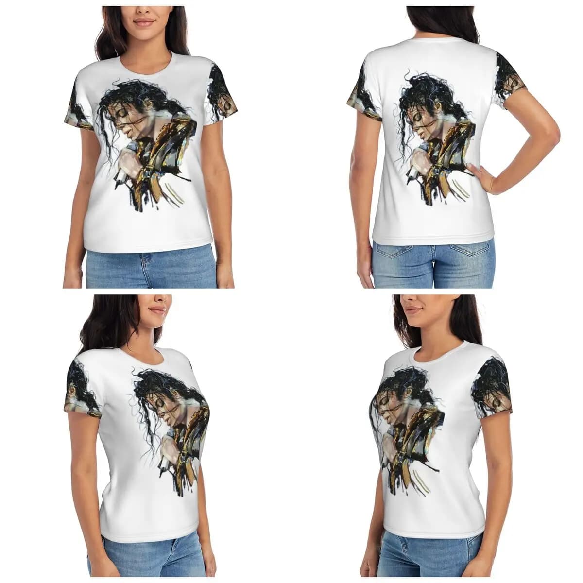 T-shirt Michael Jackson per musicisti, cantanti e ballerini, t-shirt da donna a maniche corte, girocollo, abbigliamento in cotone, magliette estive, streetwear
