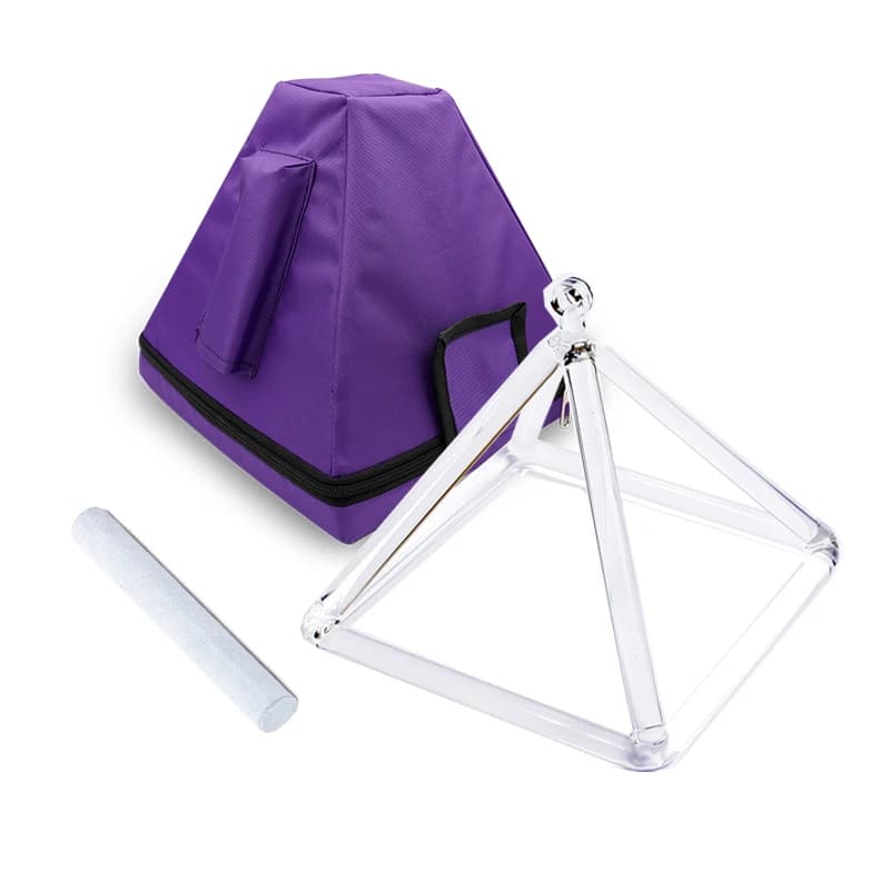 Hye-eun 11-16inch Clear Quartz Crystal Singing Pyramid with Bag and Suedce Stick for Musical Sound Healing Bowl Instrument