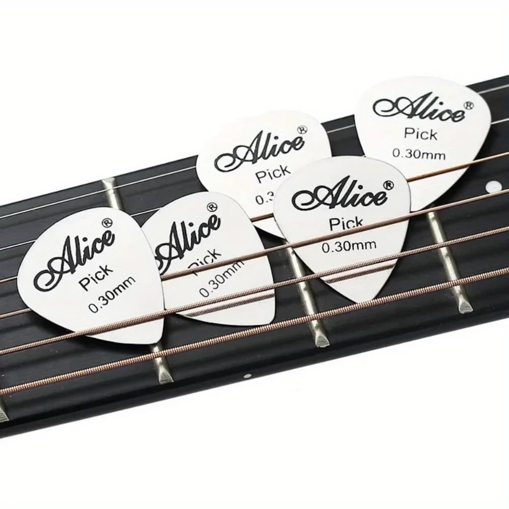 6 pezzi plettro per chitarra in metallo 0,3 mm sottile durevole colore argento professionale basso Ukelele plettri per chitarra amplificatore per chitarra basso Guita