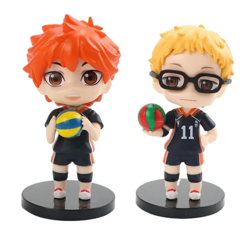 Set of 8 Pieces Second Generation Anime Haikyuuu, Junior Statuettes by Pallavolisti Version Q 7-10cm, Shoyo Hinata Dolls and Sugawara Koushi, Fan Gift