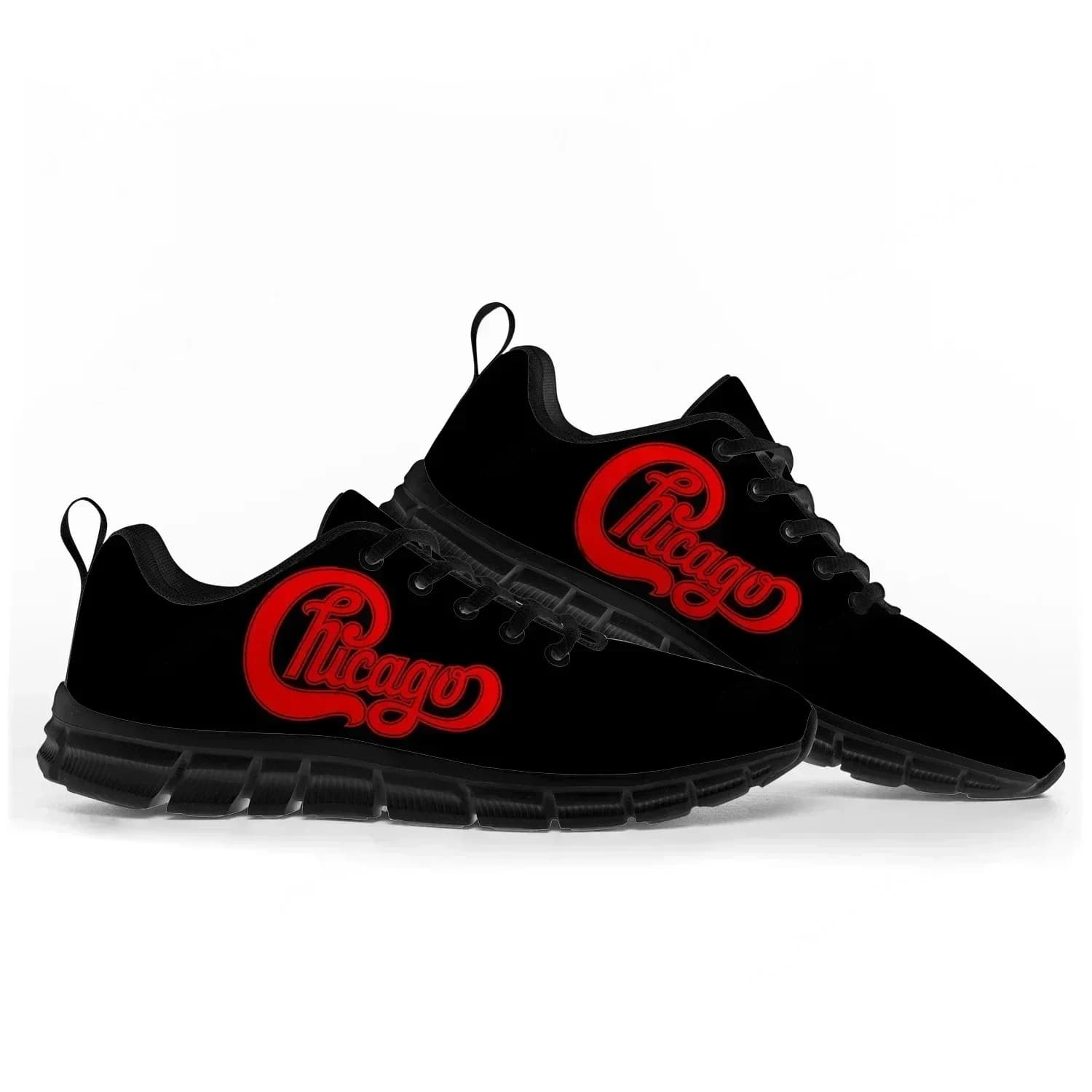 Scarpe sportive Chicago Band Rock Band, sneakers da uomo e da donna, scarpe casual personalizzate per coppie, nere