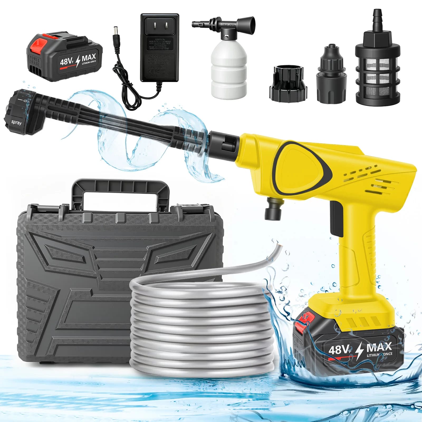 21V G970PSI Portable Battery Washer Water Gun for Portable High Pressure Car Washer Adjustable 6 in 1 4.0 Ah Battery