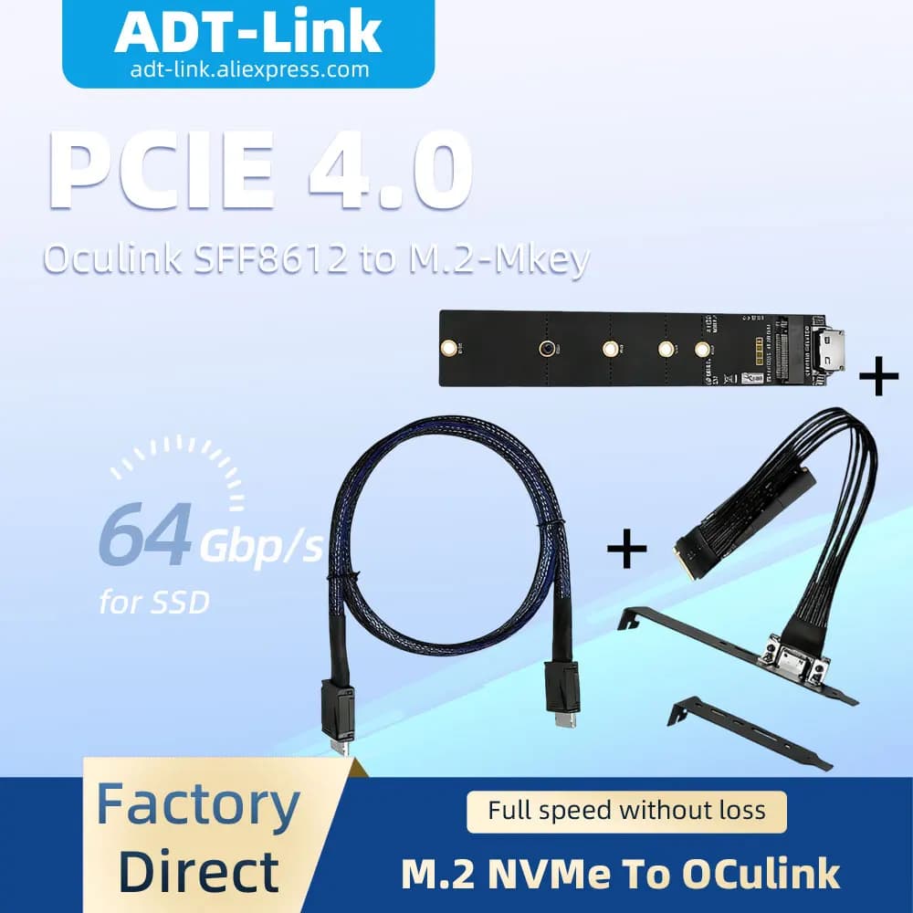 Scheda Adattatore Esterna ADT-Link 64G/bps PCIe 4.0 X4 Gen4 Oculink da SFF8612 a M.2-Mkey per SSD e Hard Drive Nvidia