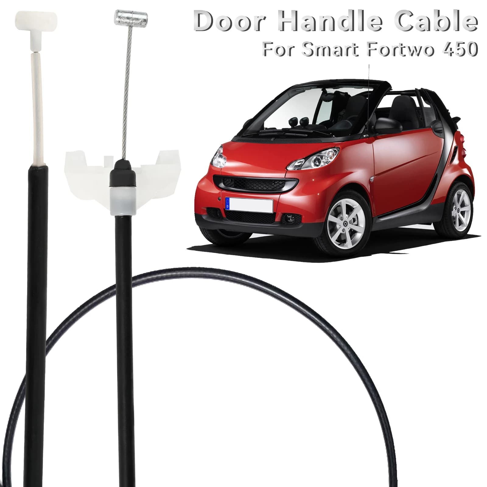 Cavo di rilascio della chiusura della porta anteriore destra o sinistra dell'auto per Smart Fortwo Coupe 450 Cabrio W450 1998 - 2007 Serratura senza parte attuatore