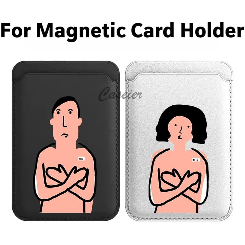 Portafoglio Magnetico in Pelle con Fantasia Divertente per Uomo e Donna, per iPhone 17 Pro Max, Samsung Galaxy S25 S24 Ultra, Porta Carte, Accessori Telefono