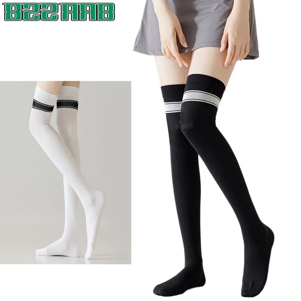 1 paio di calzini alti alla coscia a righe sopra il ginocchio, collant sottili, calze lunghe per l'uso quotidiano, cosplay, corsa, yoga, fitness, danza
