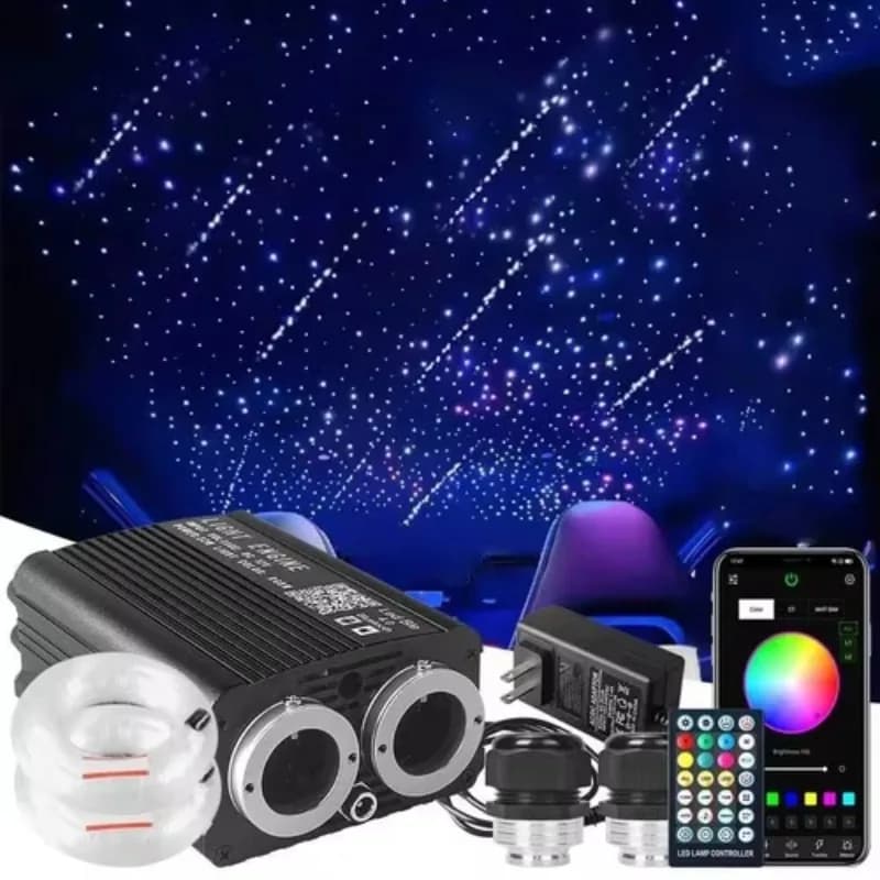 Kit Luci a Fibra Ottica RGBW 32W per Tetto Auto e Casa, Controllo APP Bluetooth, Illuminazione Ambientale con Effetto Pioggia di Meteore