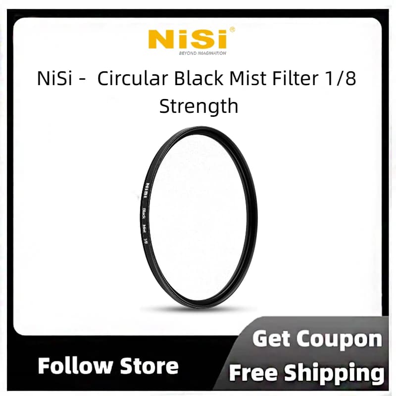 NiSi 67mm Black Diffusion 1/8 Filter, Subtle Cinematic Glow, Minimizes Lens Flares, Nano Coated, Brass Frame