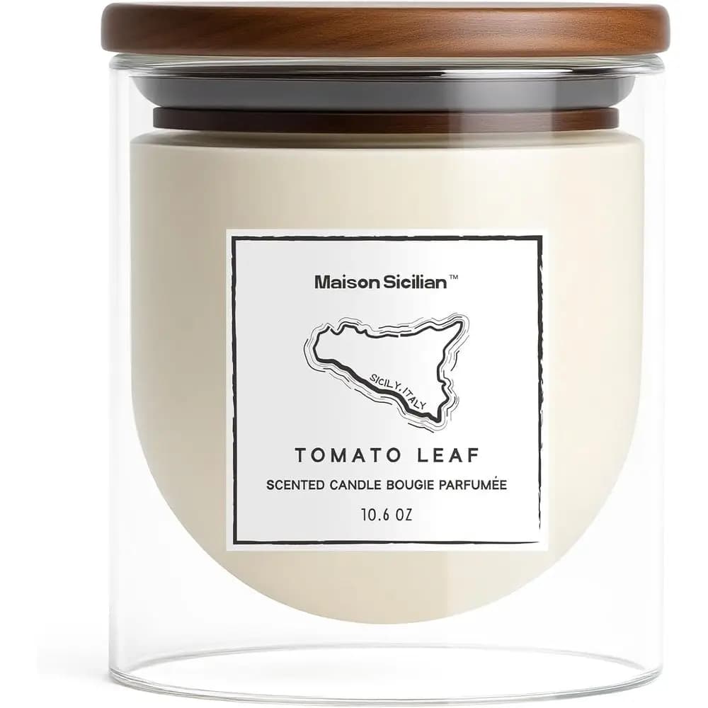 Tomato Candle Lea 10.6 oz | Red tomato perfume | Glass jar with | Premium soybean wax + Luxury perfume oil | Green Fresh
