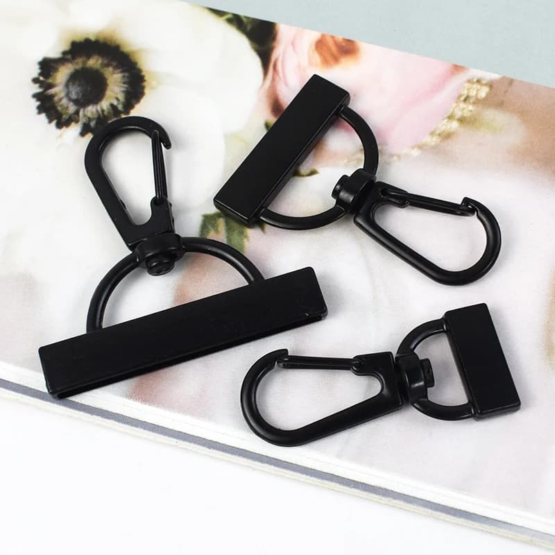 10/20 Pezzi Moschettone a Grilletto in Metallo Nero 15-38mm, Gancio a Scatto per Cinghie Borsa, Chiusura a Moschettone, Kit di Riparazione
