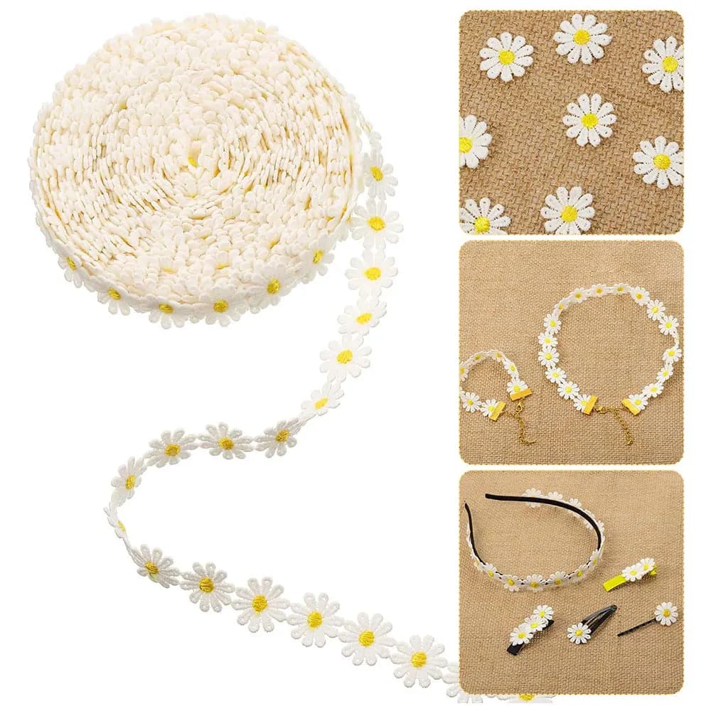 2.5/3.5CM di larghezza bellissimo bianco ricamato margherita tessuto di pizzo fiori nastro di pizzo vestito collare cappello copricapo cucito rifinitura Decor