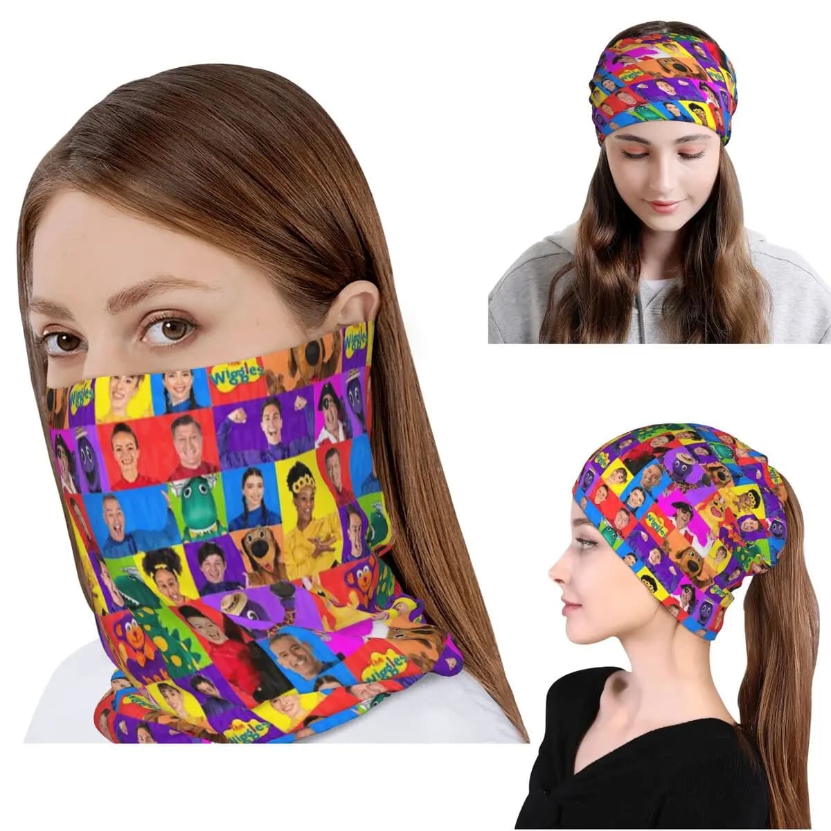 The Wiggles Tv Show Music Band Bandana Copricollo Maschera Sciarpa Maschera multifunzione per il viso Berretti Cappello Unisex Adulto Invernale