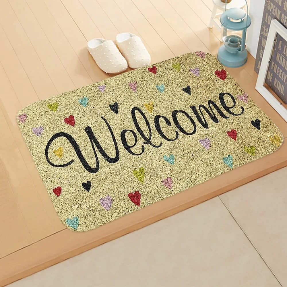 Set zerbino fantasia con disegni nautici di girasole e a forma di cuore Tappetino decorativo di benvenuto per l'arredamento dell'ingresso