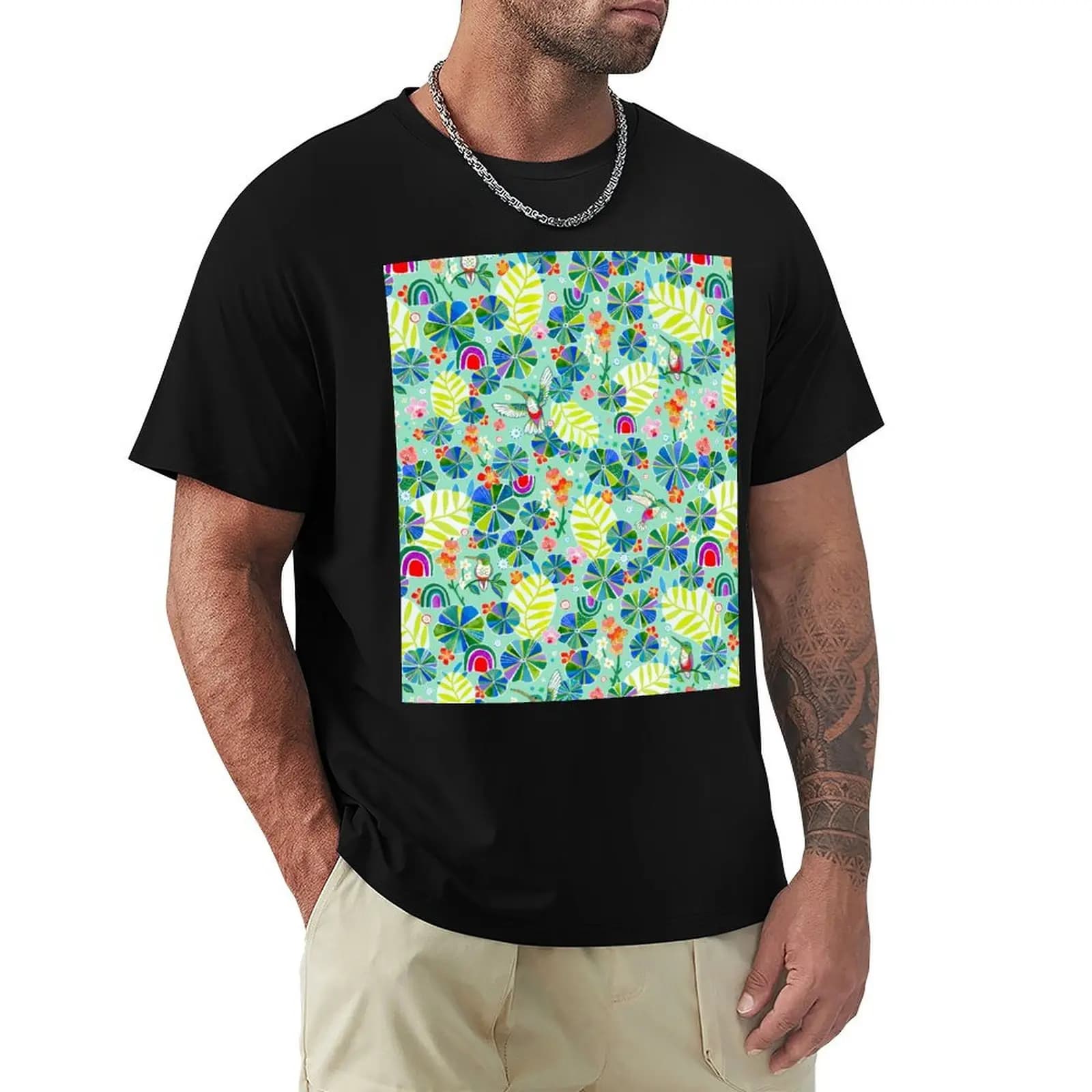 T-shirt Hummingbird Garden, t-shirt casual a maniche corte per tutti i giorni