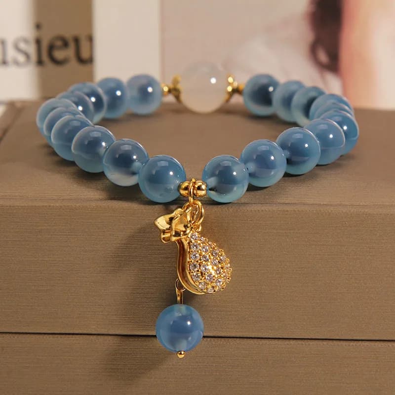 Bracciale con ciondolo a forma di cuore di zucchero blu da donna, estivo, design di nicchia, borsa per soldi di fascia alta, regalo per la migliore amica della fidanzata
