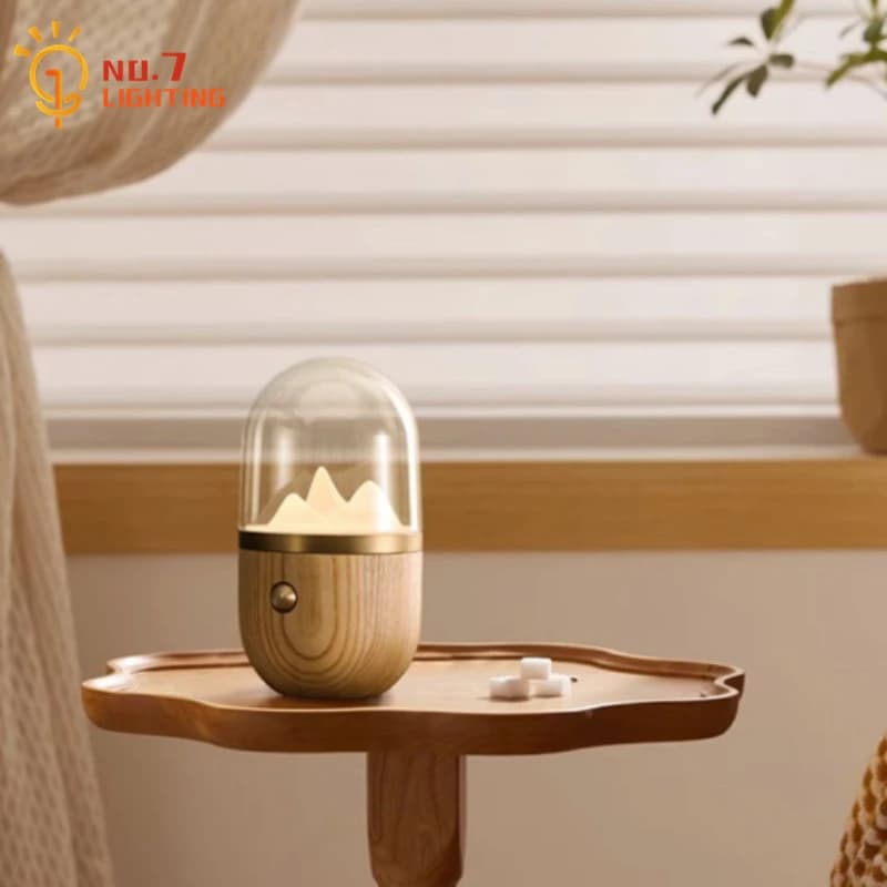 Lampada da comodino di design in legno massello per camera da letto con interruttore tattile Atmosfera Luci da scrivania ricaricabili Soggiorno Studio studio
