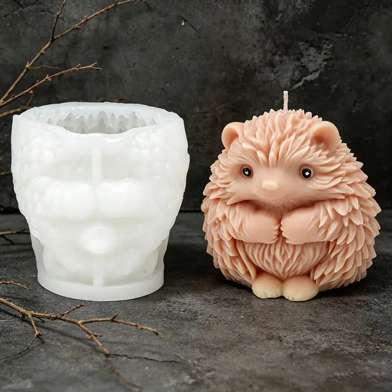 Hedgehog Silicone Candle Mold Cute Animal Shape DIY Handmade Plaster Soap Mold Home Decoration Creative Craft Gift