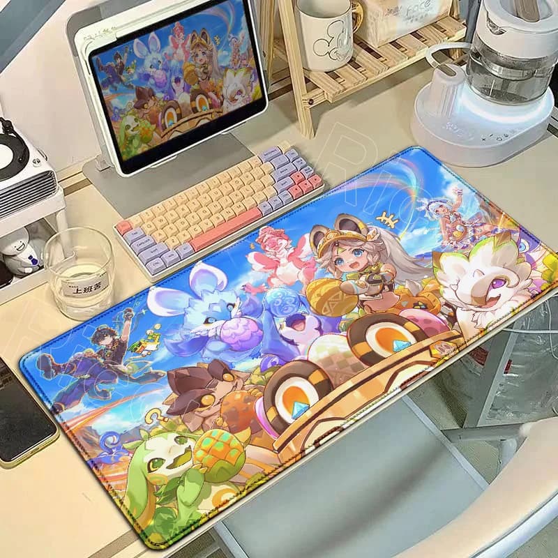 Genshin Impact Mousepad Mouse Pad Laptop Gaming Accessori per PC Kinich Mualani Mousepad Tappetino da scrivania grande Tappeto per tastiera per giochi per computer