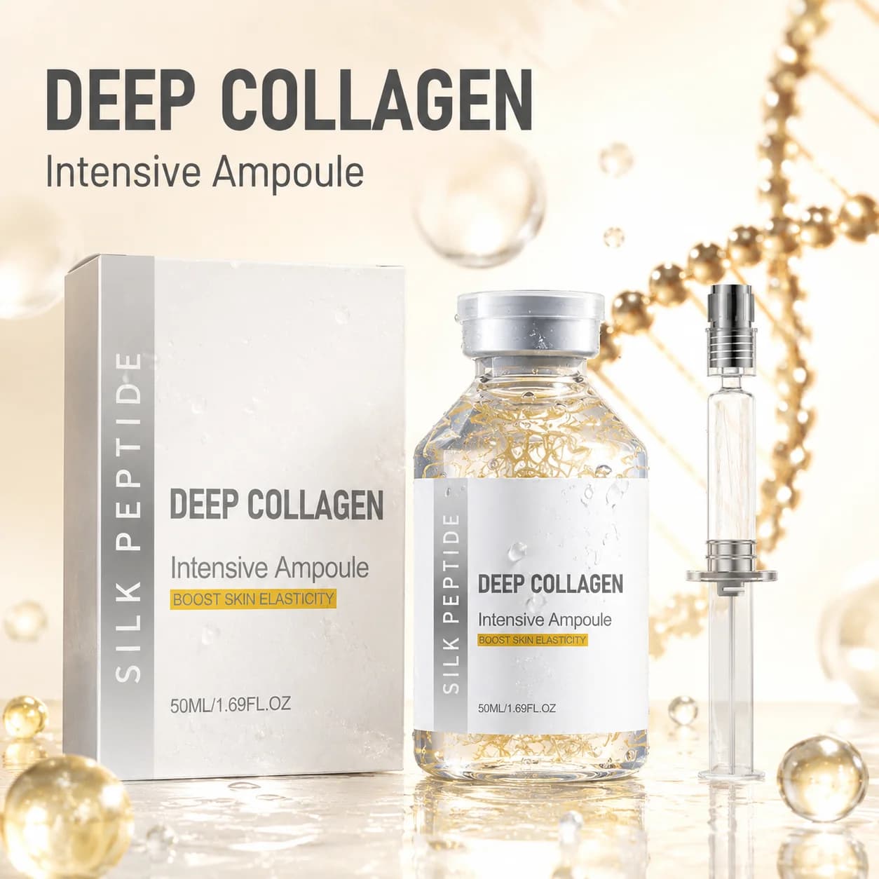 Deep Collagen Silk Peptide Intensive Lifting Serum Ampoule Anti Aging Tightening Smoothing Skin Intensive Revitalizing Essence