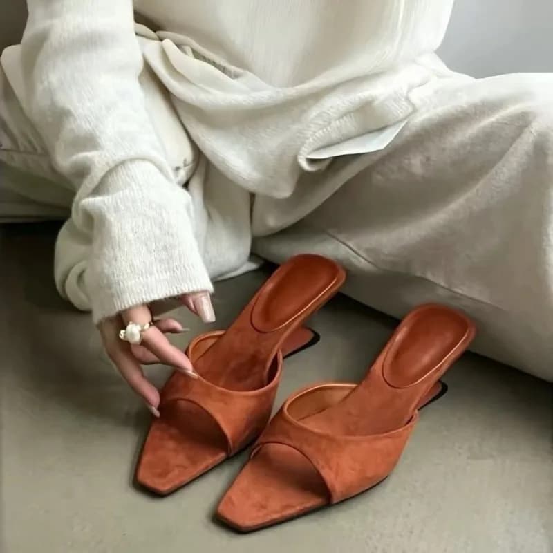 French Suede Women Summer Outwear Fashion Slippers Versatile Wedge Heel Casual Heightened Sandals and Slippers