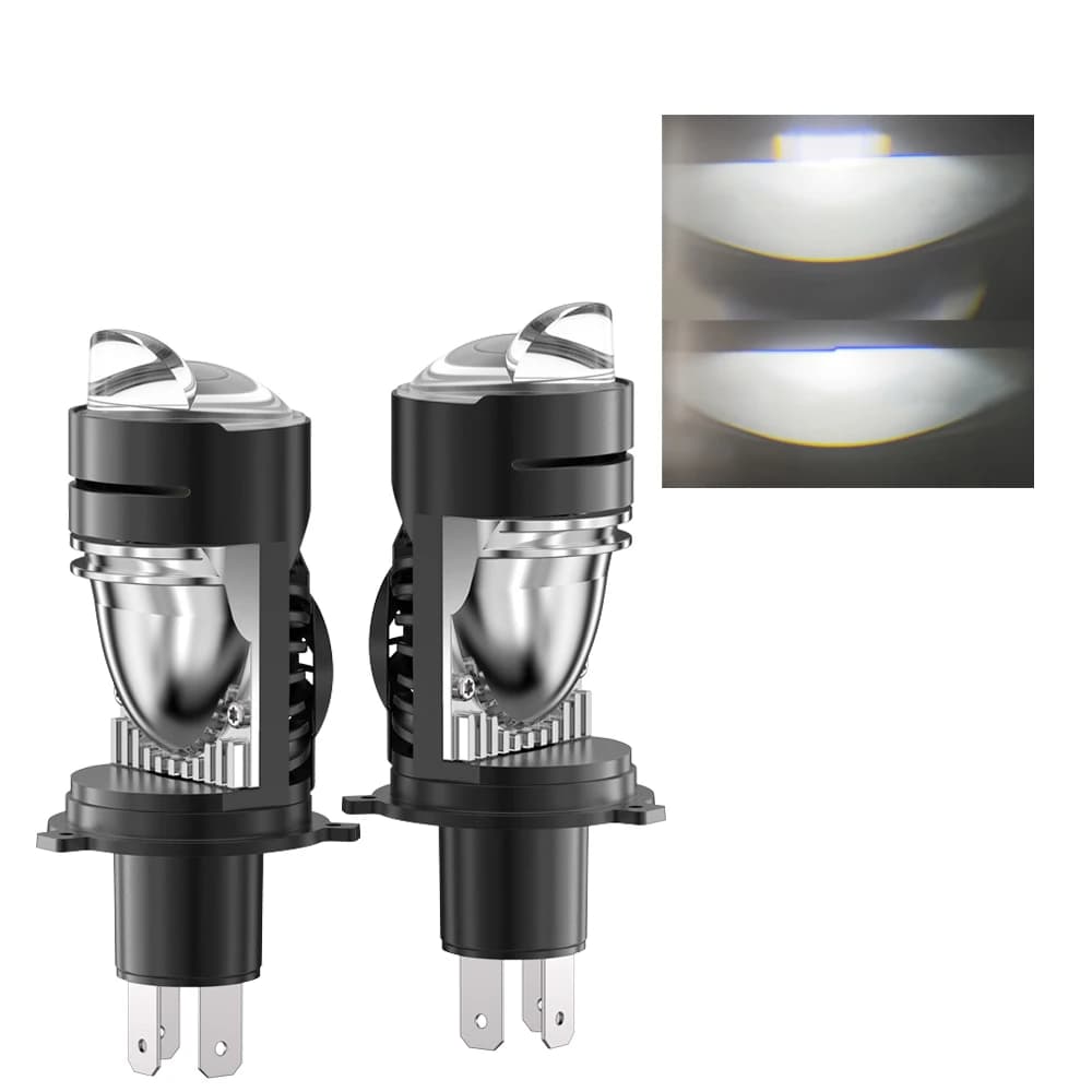 Lampadina LED H4/9003/HB2 per Fari Auto con Mini Proiettore, Lente Canbus Luminosa per Fascio Alto/Basso, Plug and Play per Auto e Moto