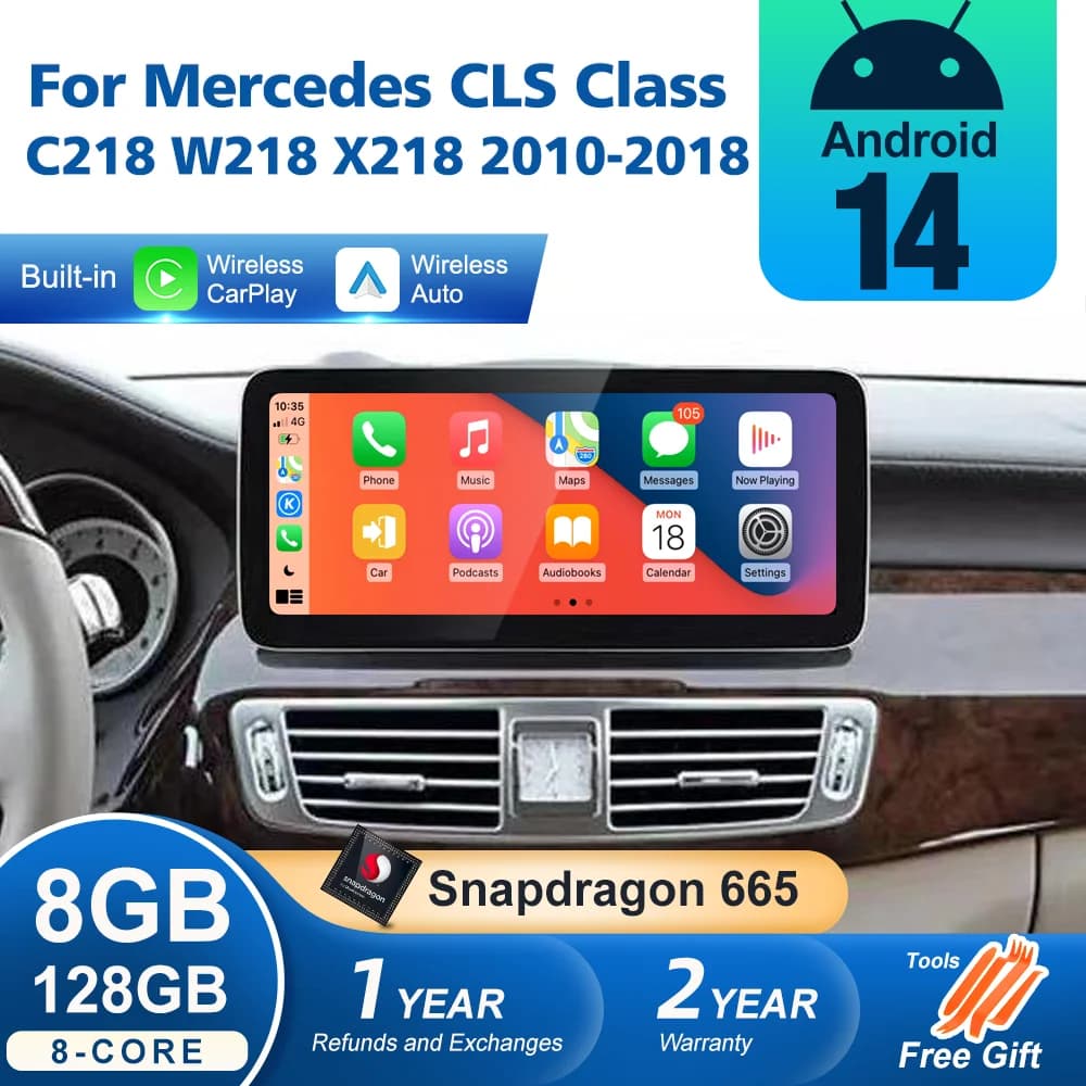 Android 14 Wireless CarPlay Per Mercedes Benz CLS Classe C218 W218 X218 2010-2018 GPS Auto Multimedia di Navigazione DSP Radio Stereo