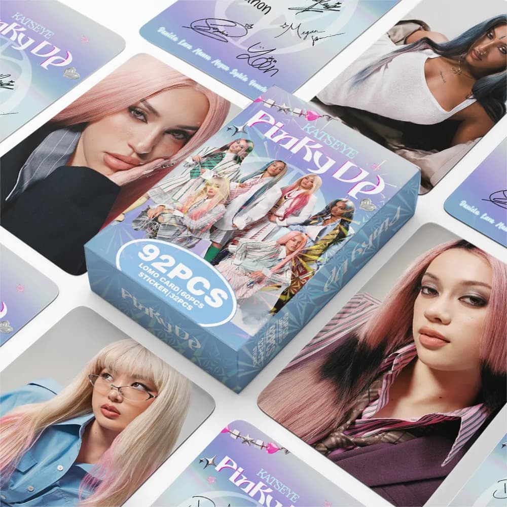 92pcs KATSEYE New Album PINKY UP Photo Card Photocards Stickers Kpop Merch Lomo Cards Set Fans Collection Cards Gifts