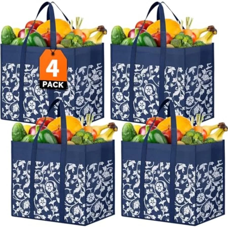 Reusable Grocery Bags Foldable Tote Bags Bulk with Reinforced Handles Shopping Bags for Groceries Heavy Duty Kitchen Reusable G