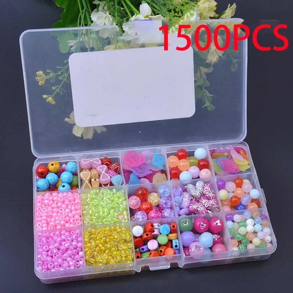 15 Griglia Per Bambini Ragazze 340 Pz-1500 Pz Perline Acriliche Colorate Set per la Produzione di Gioielli FAI DA TE Braccialetti Collane Giocattoli Educativi