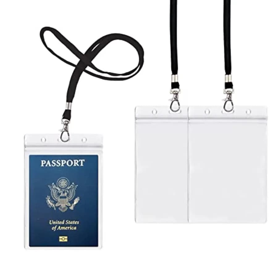 4x6Inch Extra Large Holders Badge with for Passports Transparent PVC Badge holder for Passports, Black Lanyards 18Inch easy to