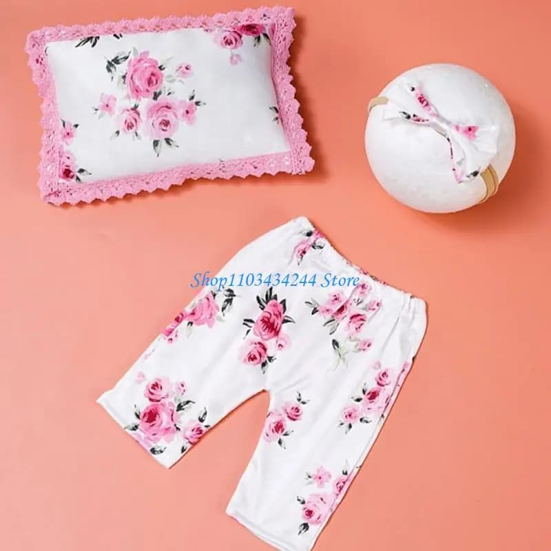 Photo clips for children 0-2M Pose Pillow Copricapo Pants Set Infantile Monthly Feast Photo Dresses Newborn