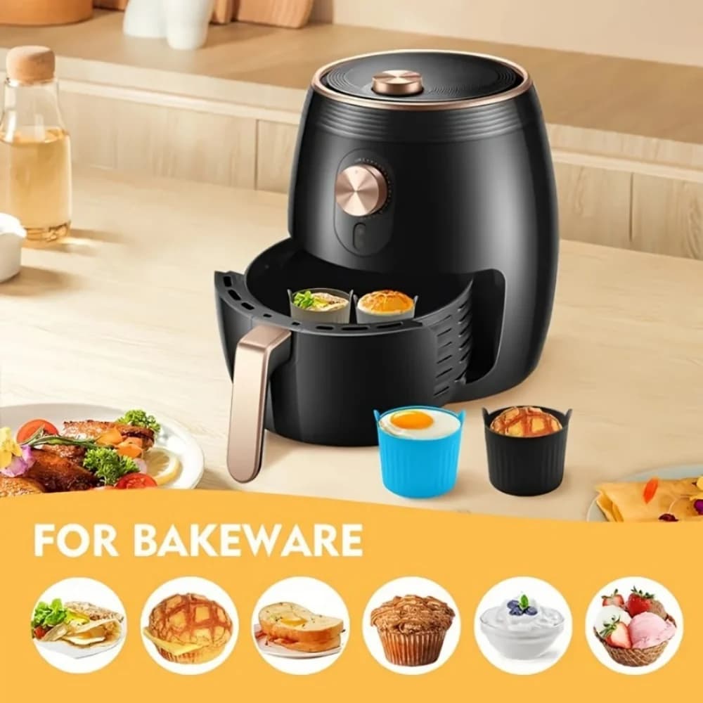 Stampi Antiaderenti per Friggitrice ad Aria e Vaporiera, Riutilizzabili e Lavabili in Lavastoviglie per Cupcake, Muffin e Pasti Sani